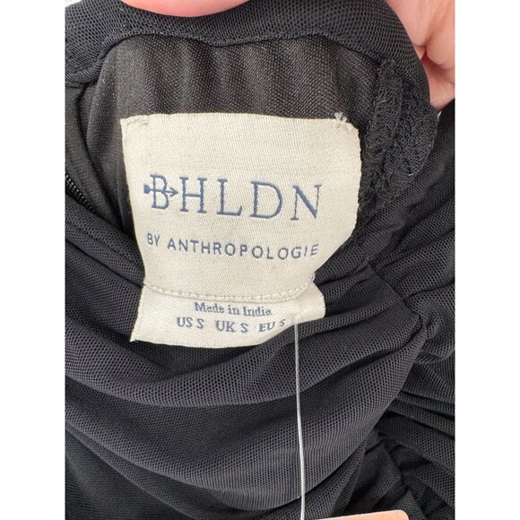 BHLDN Anthropologie Strapless Ruched Bodycon Midi Dress Women's‎ Small Black NEW - Picture 8 of 12